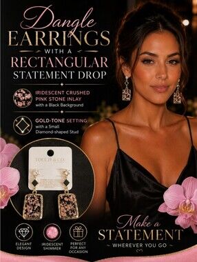 Touch & Co. Statement Rectangular Pendant Drop Earrings